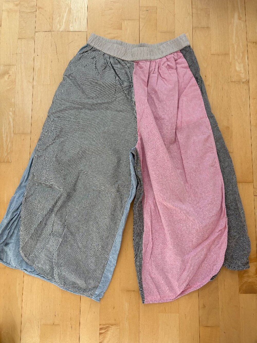 Gorman Colorfulpatchwork High Elastic Waist Wide Leg Baggy pants Sz 12 * FLAW *